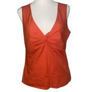 Made In Romania Of Benetton Women Top Large Cotton Sleeveless Vneck